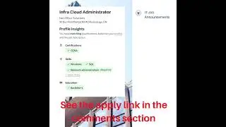 Infra Cloud Admin | Mississauga | Apply Now | Link in Comments Section