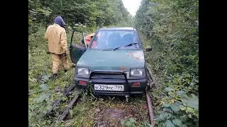 На дрезине по ж/д ветке в подмосковных лесах/ railcar in moscow forest
