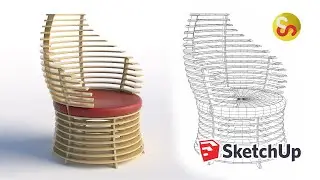 Modeling an Outdoor Chair with TrueBend - Sketchup tutorial timelapse