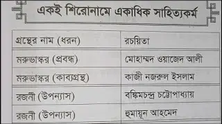 একই শিরোনামে একাধিক সাহিত্যকর্ম  BCS  + Others !!  বাংলা সাহিত্য মনে রাখার টেকনিক!!  Special ClassBD