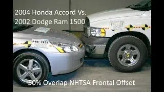 2004 Honda Accord Vs. 2002 Dodge Ram 1500 Offset Crash Test (50% Overlap)