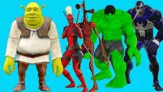 Team Hulk,Superheroes,Siren Head VS Horror Shrek