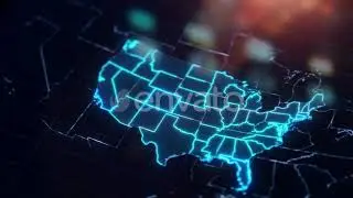 USA map with states digital background | Motion Graphics - Envato elements