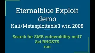 Demo: Eternal Blue Exploit using Kali 2022 and Metasploitable3 Windows Server 2008 Hands on guide