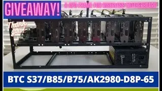 8 GPU Mining Frame Giveaway for BTC-S37, B85-BTC, B75-BTC,, AK2980-D8P-65 riserless motherboard