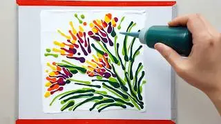 (1046) Diagonal Dip | Bouquet | Fruit Box Recycling | Just Acrylic Paint & Water | Designer Gemma77
