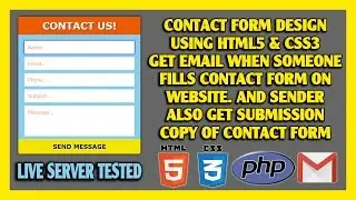 Contact Form Design, Get Email To Receiver  When Submitted And Also Sender Get Submission Copy | PHP