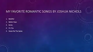 Romantic Songs By Joshua Nichols