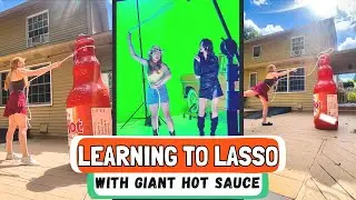 Lassoing My Giant Hot Sauce Bottle