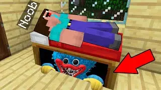 Huggy Wuggy Hiding Under The Noob's Bed in Minecraft! Animation