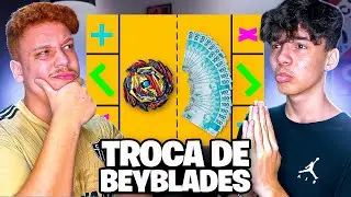 TROCA DE BEYBLADES COM MEU IRMÃO! GANHEI UMA ULTRA RARA