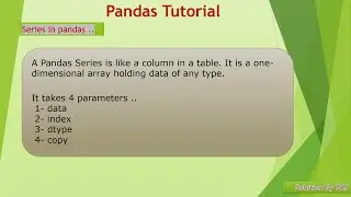 2- Pandas Series Using Python. #pandas #python #pythonprogramming #coding