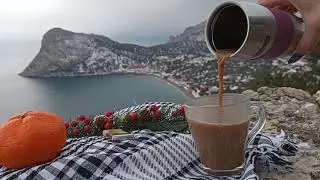 Новый Свет 2021, Крым. Море, горы... Гора Орёл в снегу. Рассвет