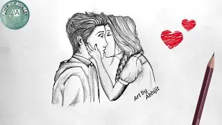 Romantic Couple Drawing // How to draw couple kiasing easy // @ArtbyAbhijit