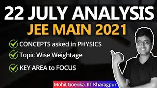 22nd July Physics Analysis - JEE Main 2021 | Most Detailed Analysis in 5 min by Mohit Sir (IIT KGP)