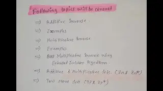 Cryptography and Network Security: #4 Inverses(Additive Inverse, Multiplicative Inverse) Part 1