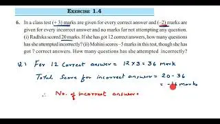 In a class test (+3) marks are given for every correct answer and ( -2) marks are given 6q ex1.4