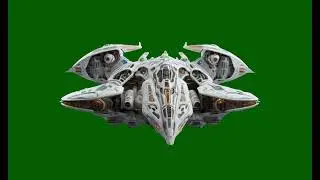 3D Starfighter Spaceship (Royalty free green screen footage, science fiction,plane)
