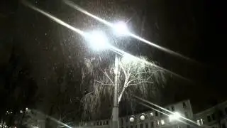 Футаж Фонари Ночь Падающий снег
