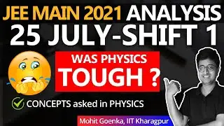 25th July Physics Analysis - JEE Main 2021 | Was PHYSICS TOUGH ? | A review by Mohit Sir