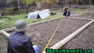 Монтаж фундамента для теплицы из бруса