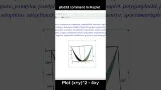 plot3d command in Maple. How to plot functions of two variables!  