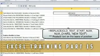 Replace Function in Excel - Training Part  - 15 || Training by Himanshu