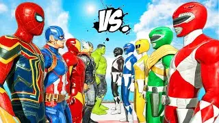 MIGHTY MORPHIN POWER RANGERS VS SPIDER-MAN, CAPTAIN AMERICA, HULK, IRON MAN | THE AVENGERS BATTLE