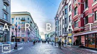 【4K】Walk along the Arbat in cold weather | Walking in Moscow, Russia