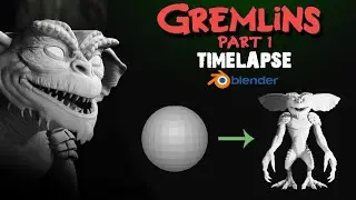 Blender timelapse - Gremlin Part 1 [Blocking | Remesh | Sculpting | Retopology]