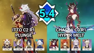 Genshin Impact 5.4 - Itto C2 R1 Plunge & Chasca C0 R1 Hyper Melt - Spiral Abyss Floor 12