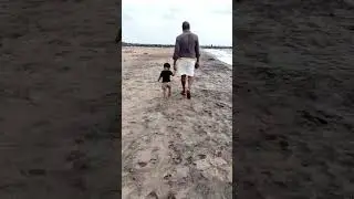 Long walk with happiness #happiness #beachvibes #granddaughter #granddad