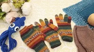 Готовые работы за неделю. Митенки / косынка / кальмары и другое.