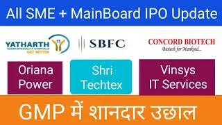 All IPO GMP Today | Yatharth Hospital IPO | SBFC IPO | Oriana Power IPO |