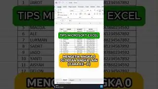 Cara ke 2 : Mengetik Angka 0 di Depan Angka Lain di Excel #shorts #excel #microsoftexcel