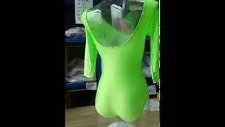 HD1190 Green HDW DANCE Shiny Nylon/Lycra 3/4 Sleeve Leotard