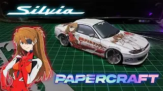 How to make miniature Nissan Silvia s15 Itasha from paper | Asuka Langley Livery | Car papercraft
