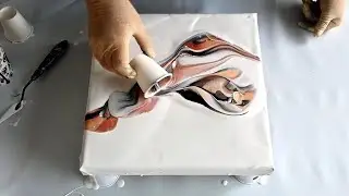 Mesmerizing Gold & Bronze & Black & White Acrylic Pouring Art: Traveling Flip Cup