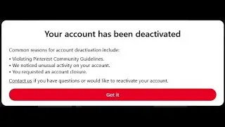 Appeal suspended Pinterest account - bug