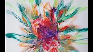 (72) Acrylic Pouring _ The flower dip technique_ Designer Gemma77