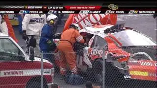 2009 NASCAR Dover Joey Logano Flips 7 Times (Live)