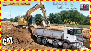 CAT 325 & Scania, MAN, Mercedes Trucks, B 14 Backnang, 2024. #3  #caterpillar #excavator