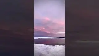 Beautiful winter sunrise over the Straits of Mackinac