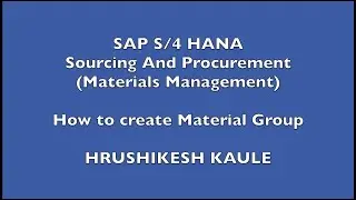 SAP S4 HANA -  How to create Material Group - SAPQuora.com