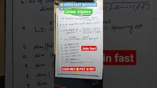 1.super fast Revision 🌟 Linear Algebra💥 dimension 🌟subspace 💥basis