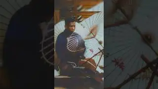 Japanese man making an umbrella in 1900 - Restored Footage