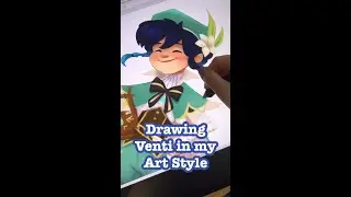 Drawing Venti in my Art Style 🍃🪕 #genshinimpact #shorts #digitalart