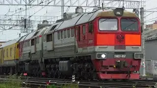 Манёвры тепловоза 2М62У-0107 с путеукладочным хозяйственным поездом по станции