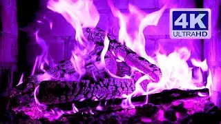 🔥 PURPLE Fireplace 4K! Colorful Fireplace Burning with purple flames. Halloween 2024