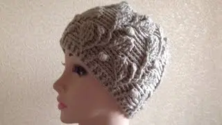 шапочка с листьями 2 связанная крючком